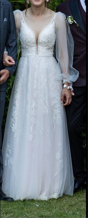 Suknia ślubna S w kolorze pastelowego różu