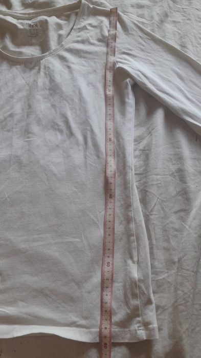 Koszulka Bluzka biała gładka z długim rękawem