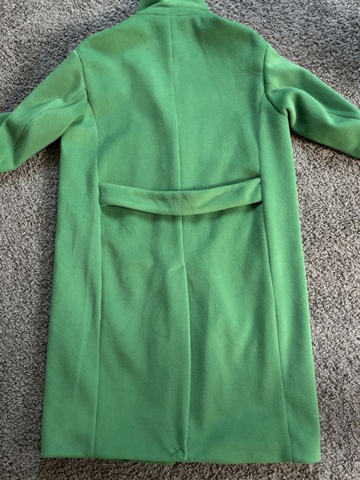 H&M zielony długi  płaszcz prosty krój oversize 38