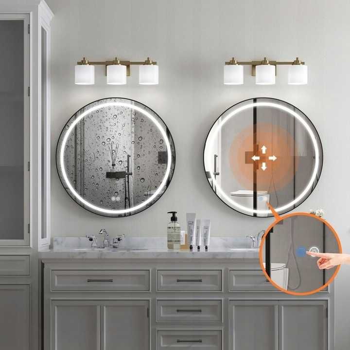 LUSTRO ŁAZIENKOWE OKRĄGŁE wiszące podświetlane led czarna rama 80CM