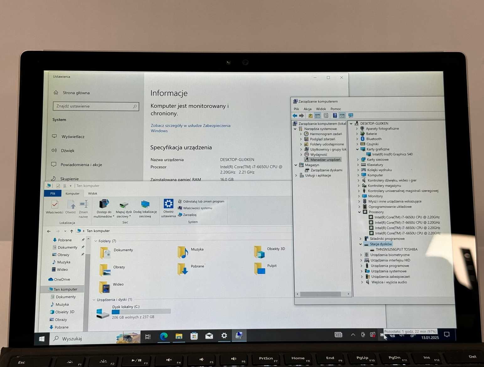 MICROSOFT SURFACE PRO 4  12,3 " Intel Core i7 16 GB / 256 GB