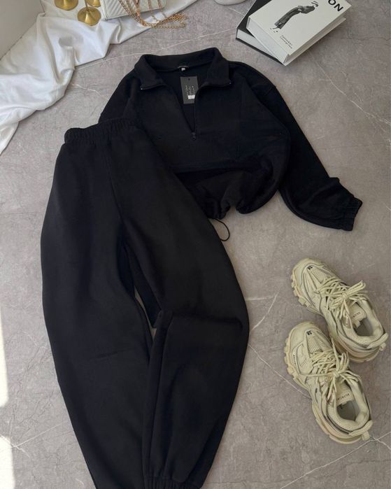 Теплый костюм женский двойка джогеры+кофта флис