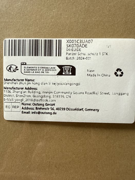 Szybka do tableta lub innego urządzenia