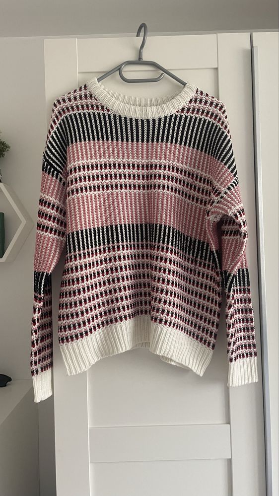 Papaya kolorowy sweter M/38 ala dziergany