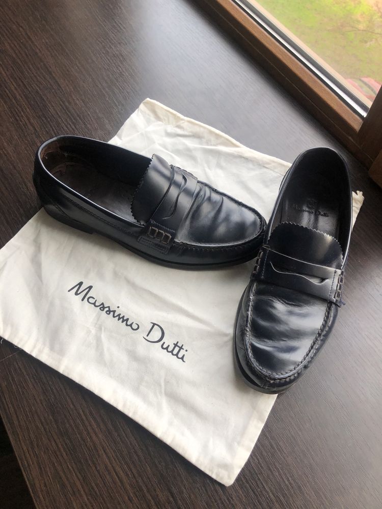 Туфлі чоловічі сині шкіряні вживані massimo dutti розмір 40 устілка 25