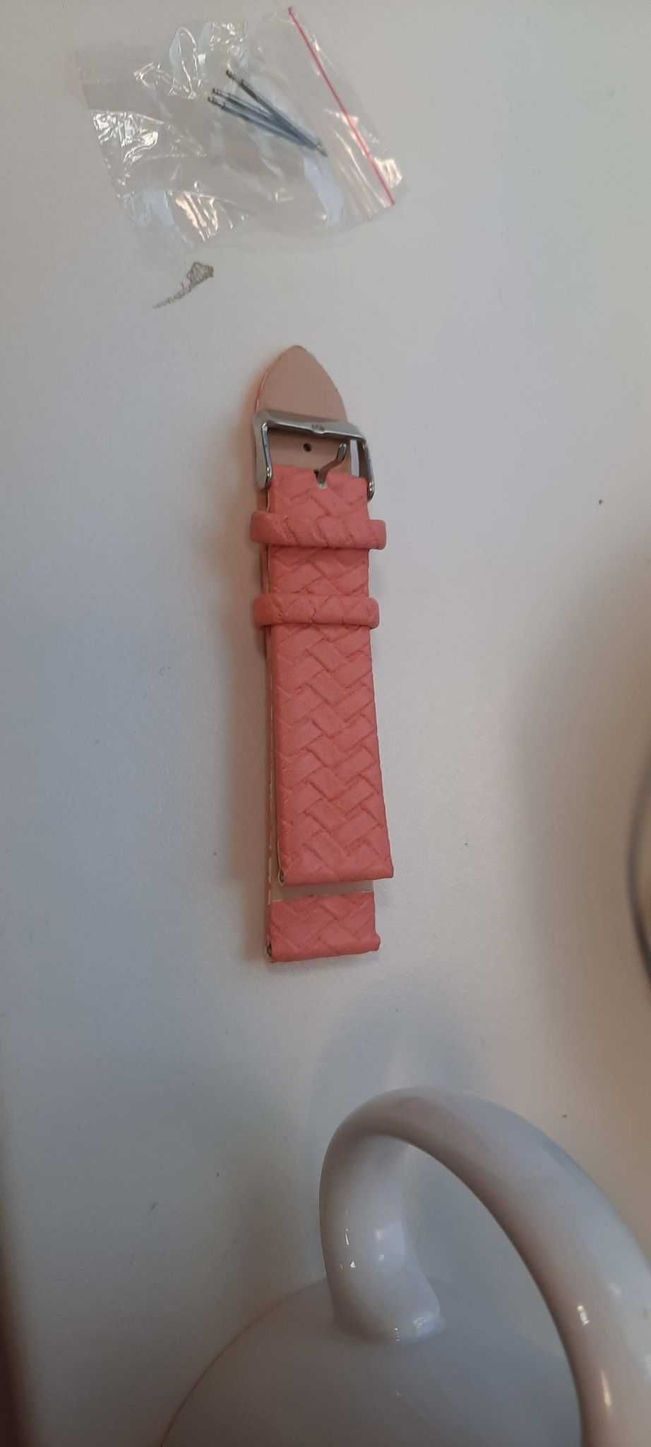 Różowy elegancki pasek do zegarka 22 mm