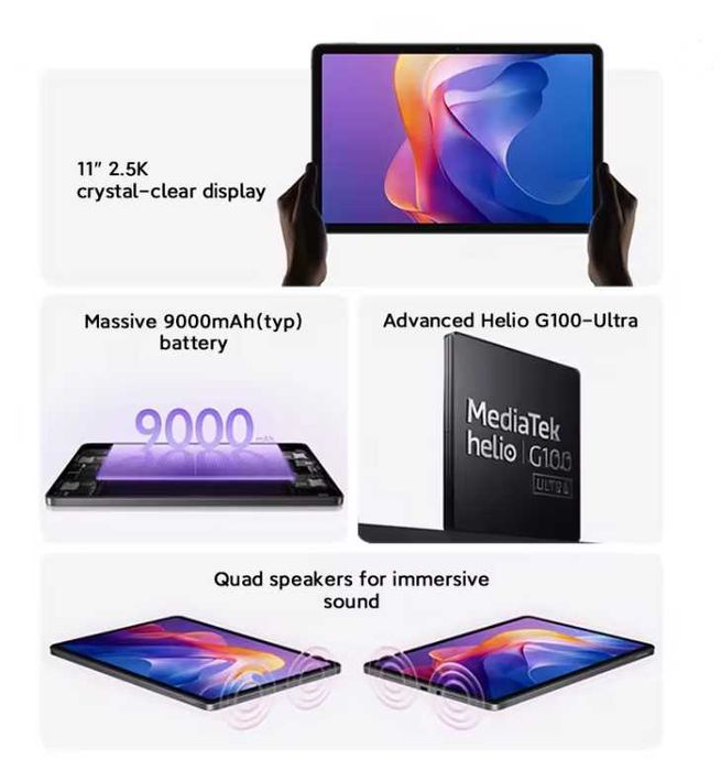 Планшет Redmi Pad 2, G100Ultra 8/256GB, 11" 2,5К IPS 90Hz, 9000mA Gree