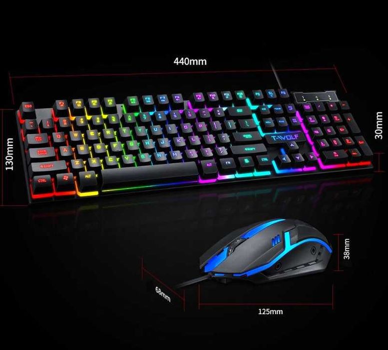 KLAWIATURA + MYSZKA GAMINGOWA dla gracza podświetlana led rgb *nowe*