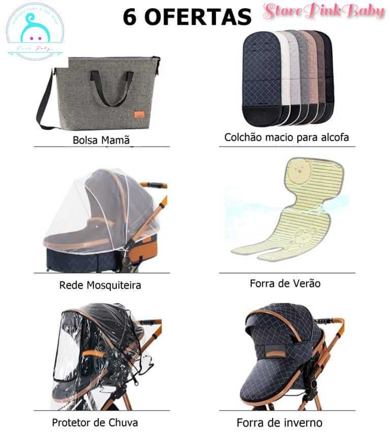 Carrinho de bebé 3 em 1 PinkBaby - LUXUS MAGIC  -  Branco Gold