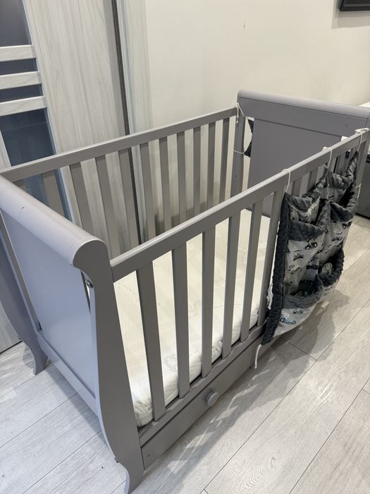 Łóżeczko dziecięce 120x60 drewniane z szufladą