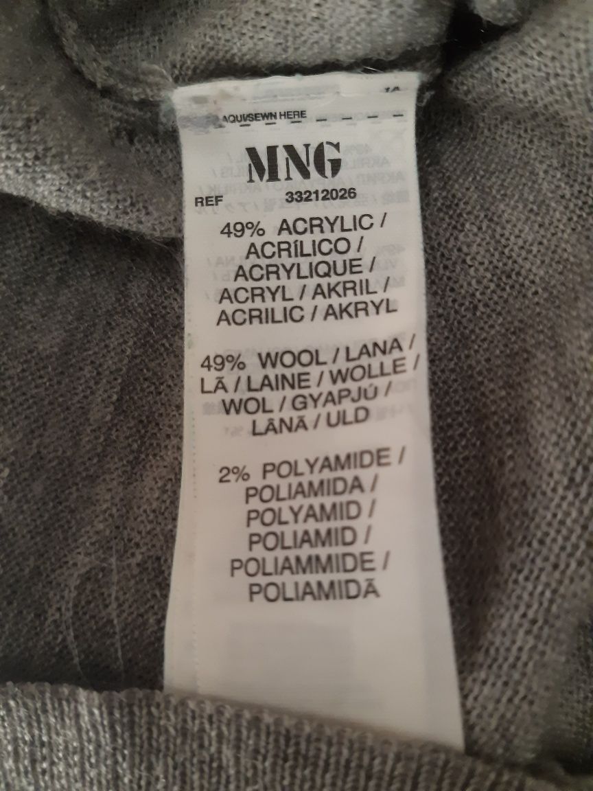 Mango piękny sweter wełenka ultralight + żabot elegant r L i 40 - 42