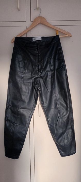 Calças couro, pele 34 Zara + casaco M