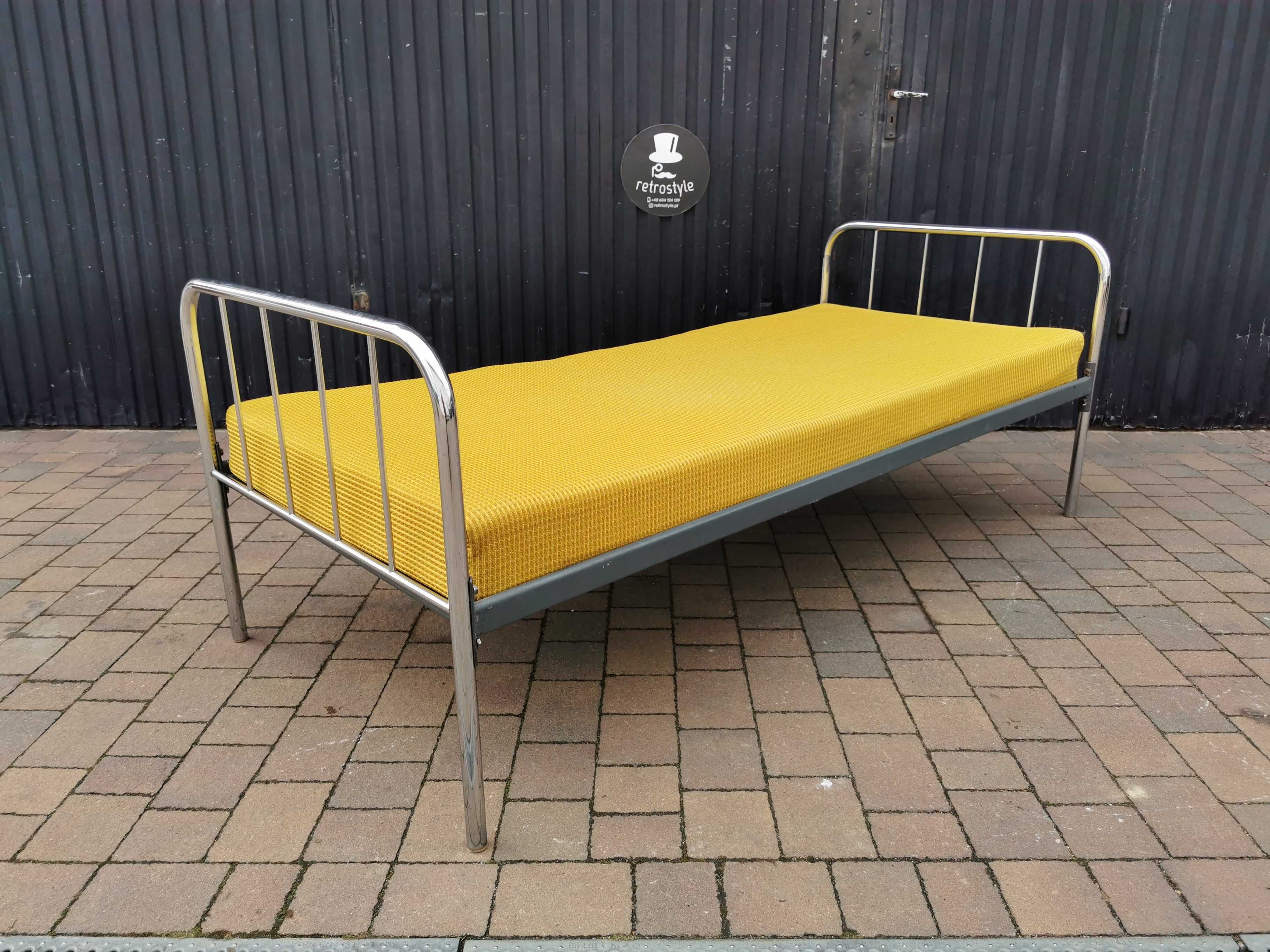Łóżko chrom KOVONA, Czechosłowacja '60, BAUCHAUS, PRL design, RETRO