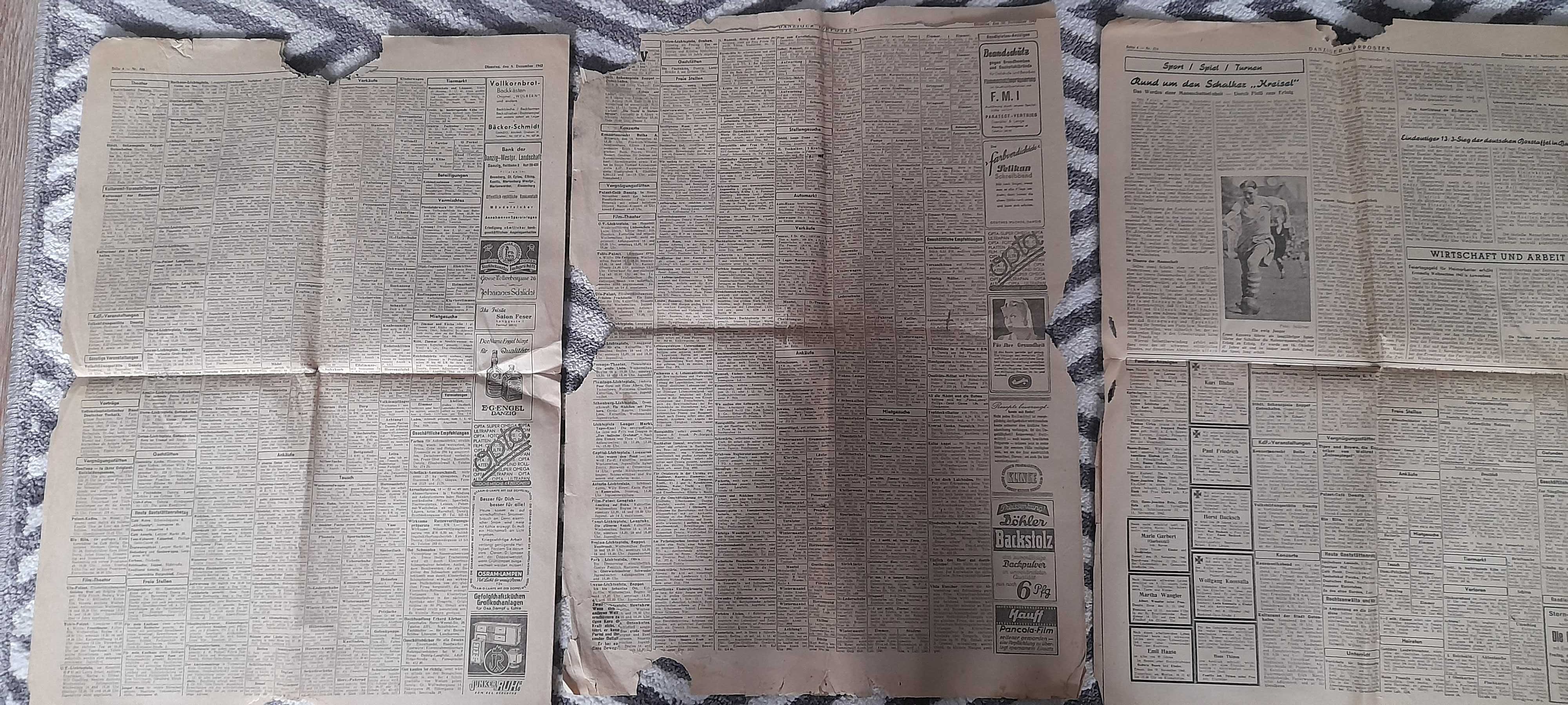 Niemcy Danzig faszystowskie gazety Danziger vorposten, rzesza 1941r