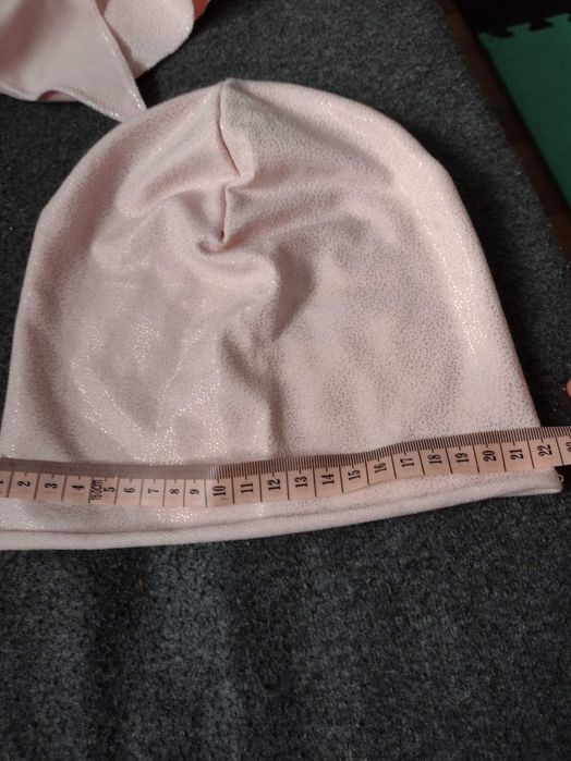 Czapeczka z chustką wiosenno-jesienna 5.10.15 roz48-50 jasno różowa