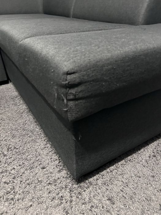 Jysk narożnik SAHL ciemnoszary z funkcja spania ze skrzynką + kanapa