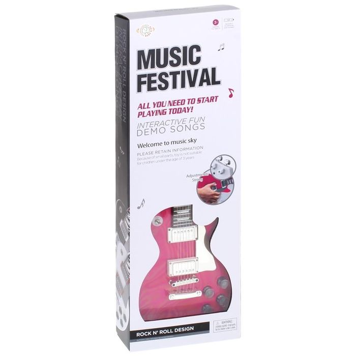 Gitara Elektryczna Rockowa z Mikrofonem Karaoke Melodie Podkłady Róż.