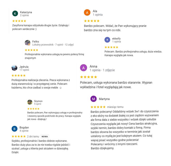 Terminy na dziś i jutro! Pranie Kanapy - Narożnika - Materaca - Fotela