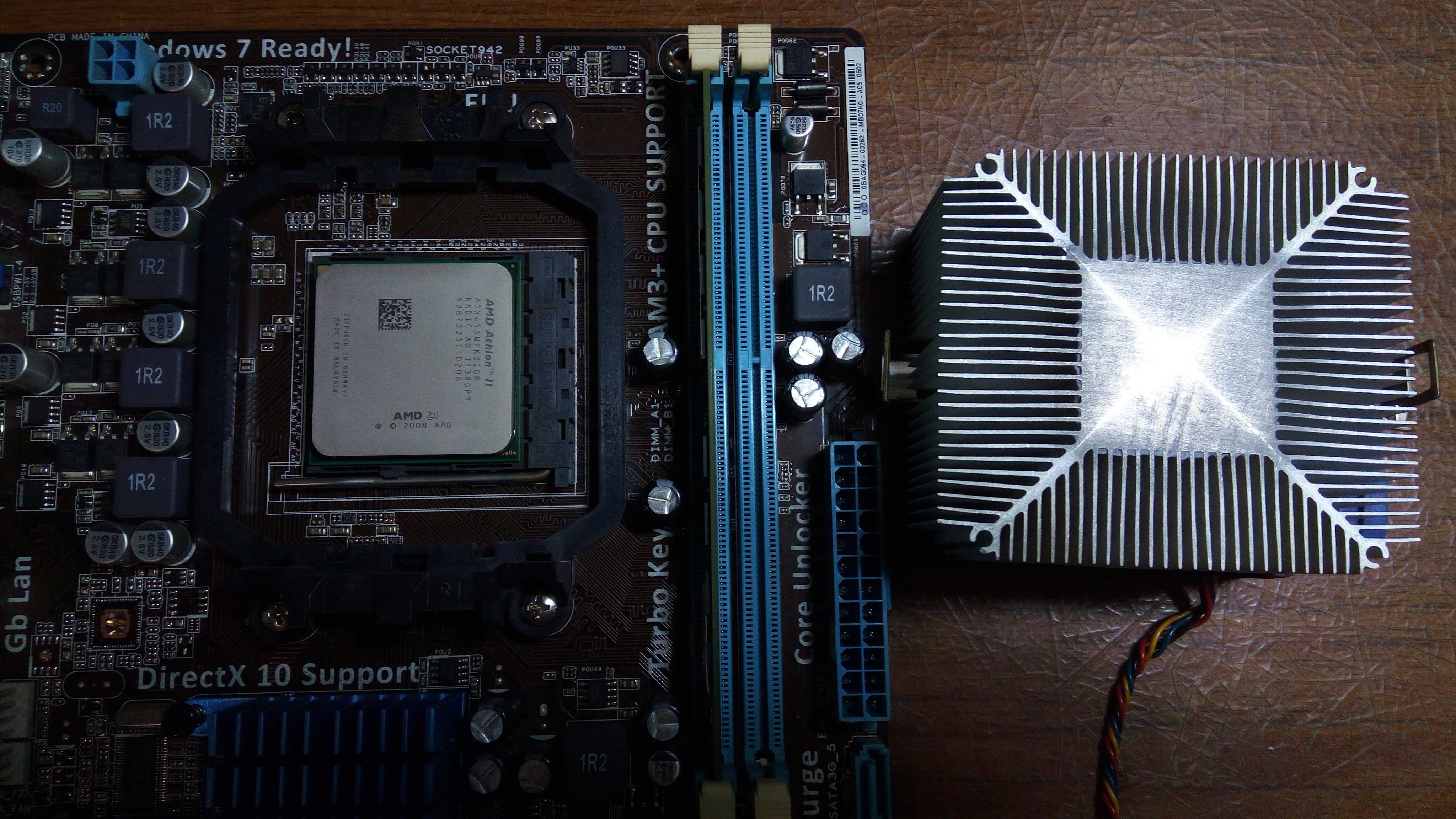 Комплект Athlon ll x3 455 (Phenom ll x4 B55)+мать AM3+память 2Gb