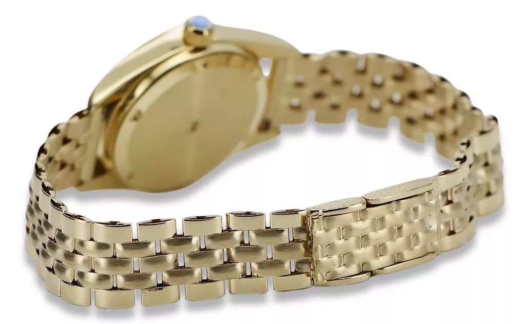 Złoty zegarek damski 14k Geneve z perłową tarczą lw020ydpr&lbw008y K