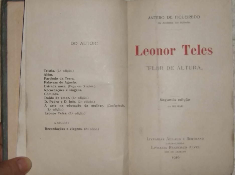 Antero de Figueiredo, “Leonor Teles”, Livrarias Aillaud e Bertrand