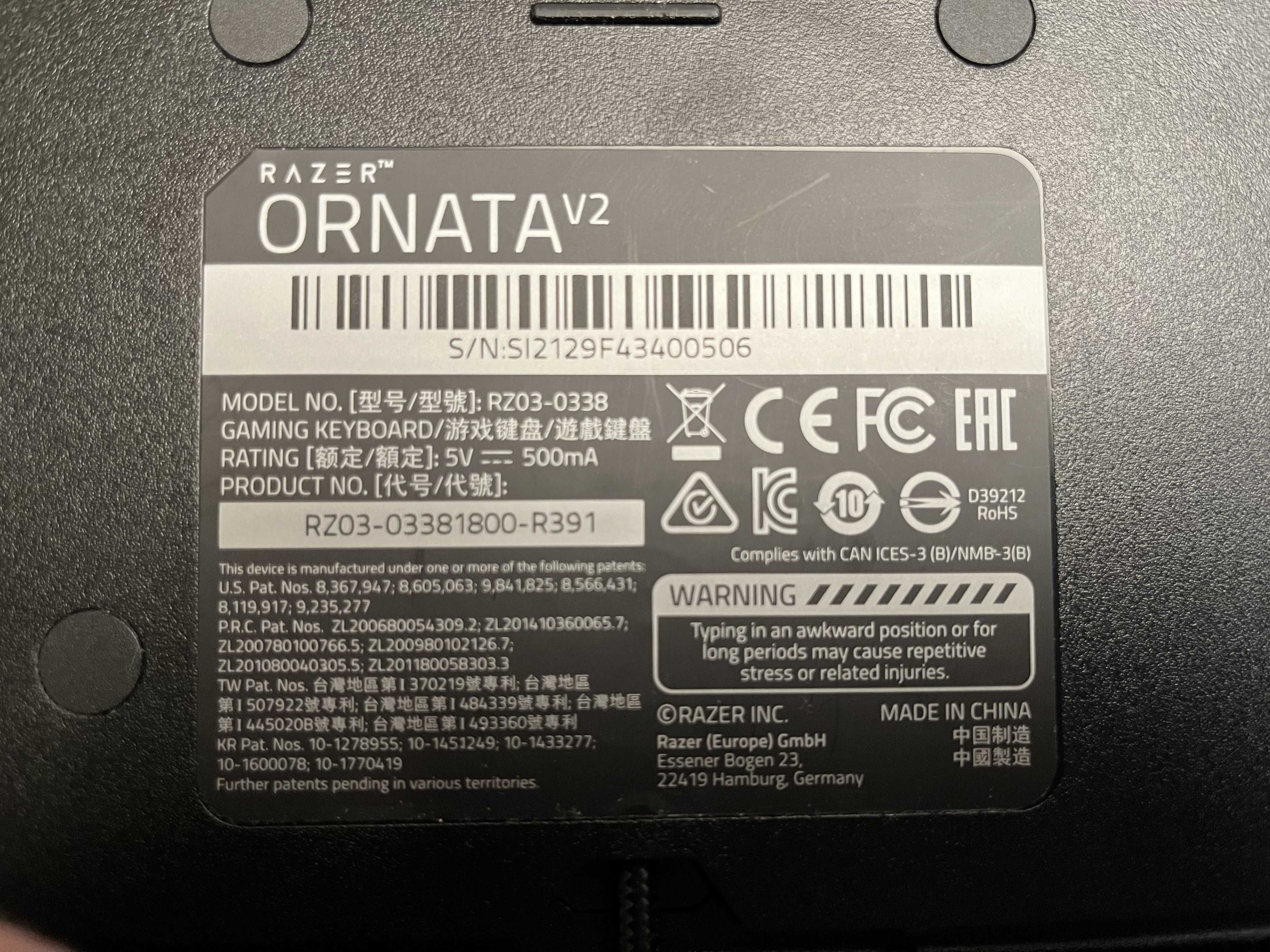 Razer Ornata v2 - w pełni sprawna, oryginalne pudełko