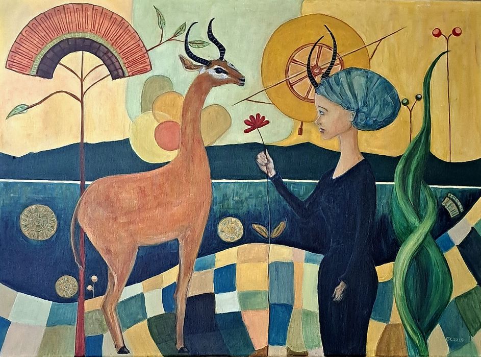 "W-naturzenie", obraz akrylowy na płótnie, surrealizm