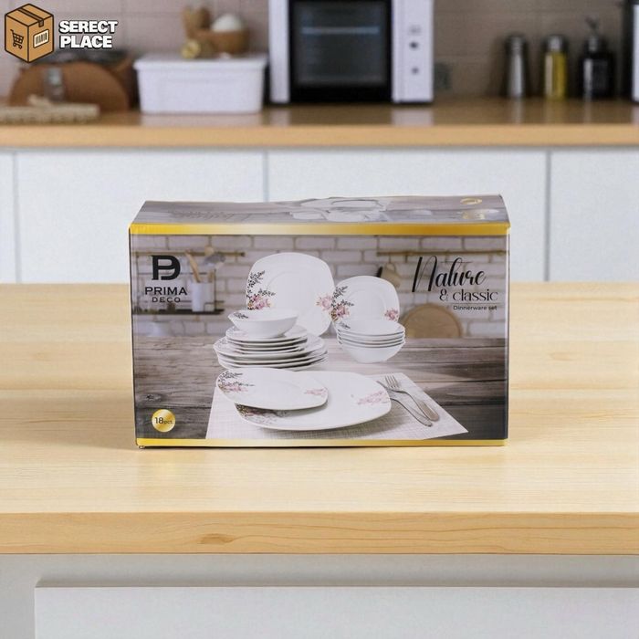 Zestaw porcelanowych talerzy obiadowych Prima Deco 18 elementów | Nowy