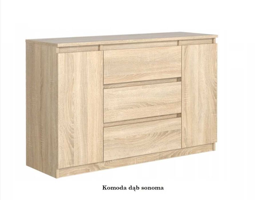 Komoda biała/dąb wotan  antracyt /dąb wotan dąb sonoma biała