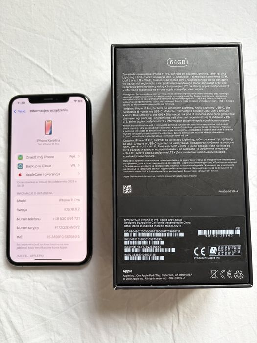 Sprzedam Iphone 11 Pro 64GB Space Gray z etui szklo