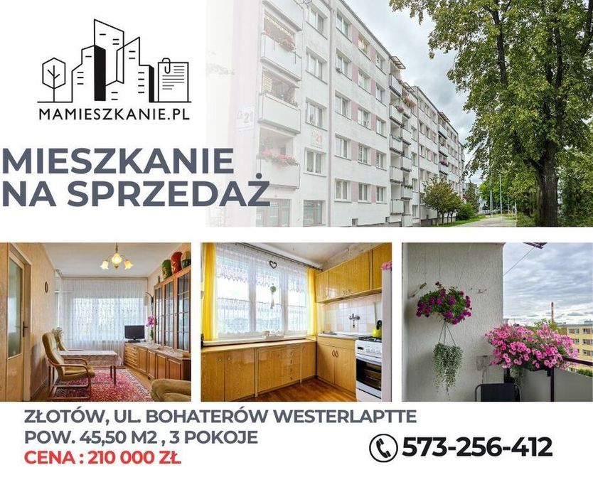 Na sprzedaż mieszkanie, Złotów, 3 pokoje, 45,5 m2