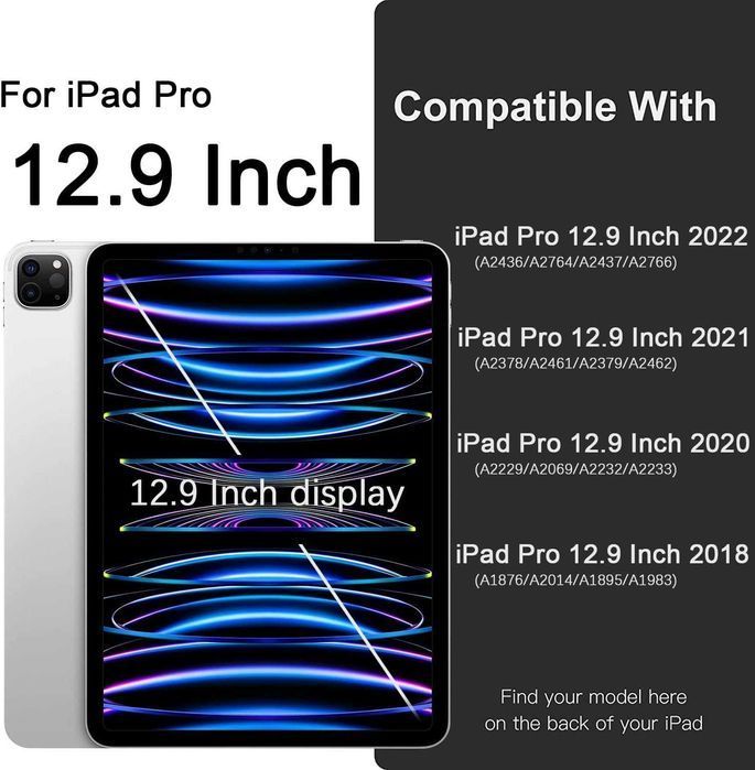 Vobafe etui klawiatura bluetooth touchpad LED  iPad Pro 12,9' 3/4/5/6