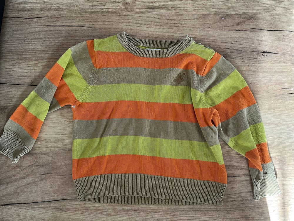 Sweter sweterek dziecięcy pasy paski r.98