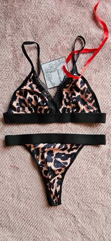 komplet bielizny panterka seksowny sexi sexy lingerie 36S Dzień Kobiet