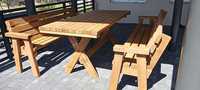 Drewniany stół + ławki + wędzarnia
