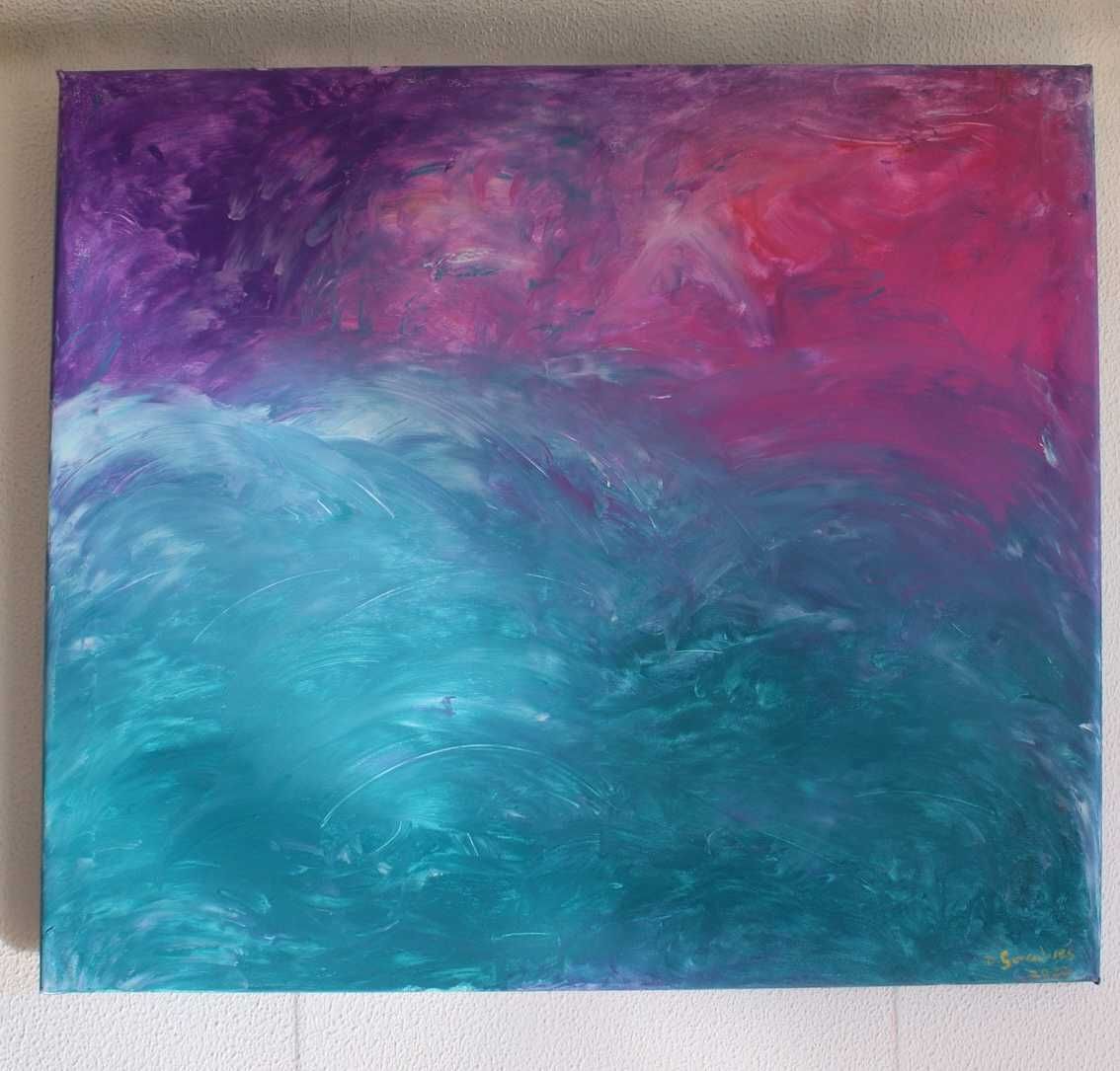 Pintura acrílica - "Waves in the sunset"
