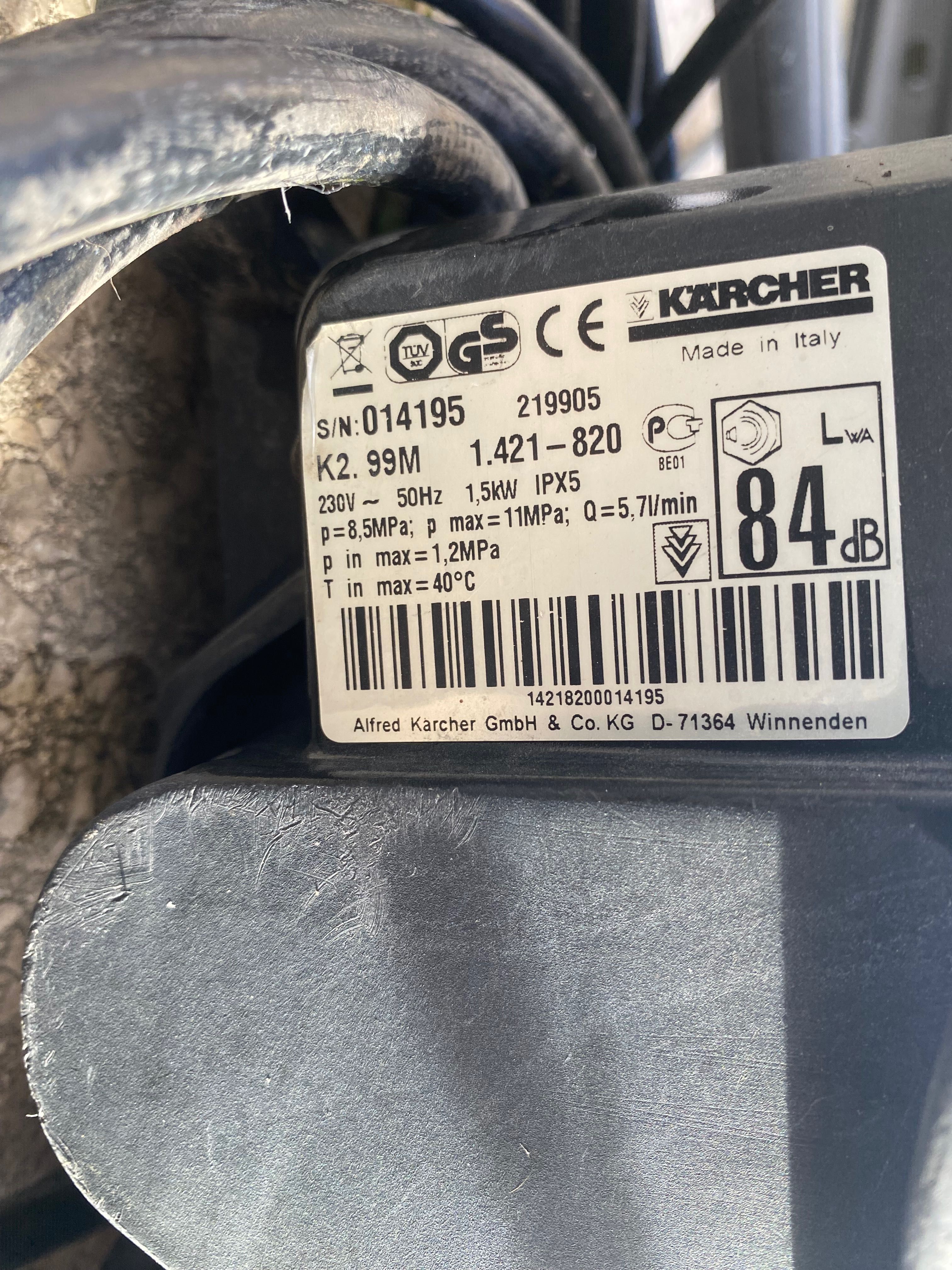 Lavadora karcher k2.99 para peças com mangueira e lança