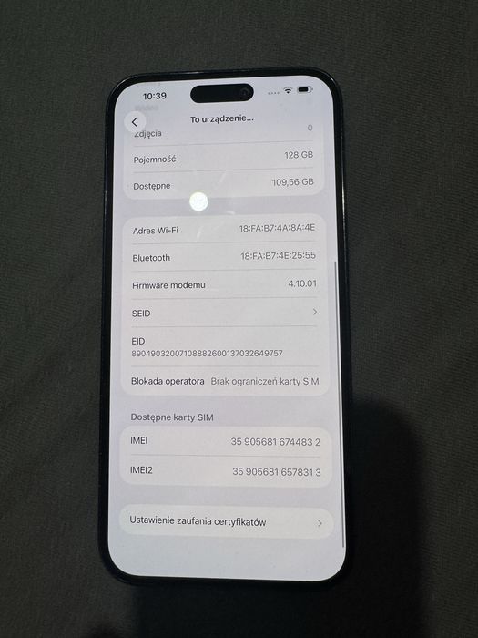 Apple Iphone 14 Pro Max 128Gb Deep Purple 100% kondycji baterii