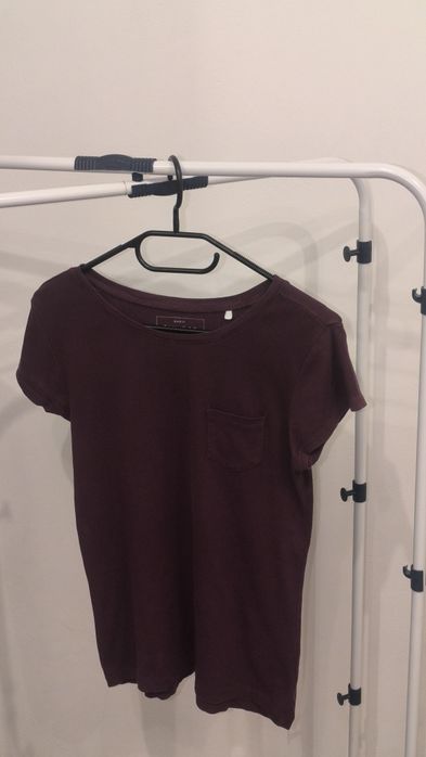 Bawełniana Koszulka Burgundowa z kieszonką rozmiar M