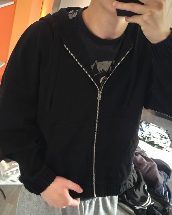 Широка базова кропнута зіпка baggy cropped zip-hoodie sk8 y2k dc дс