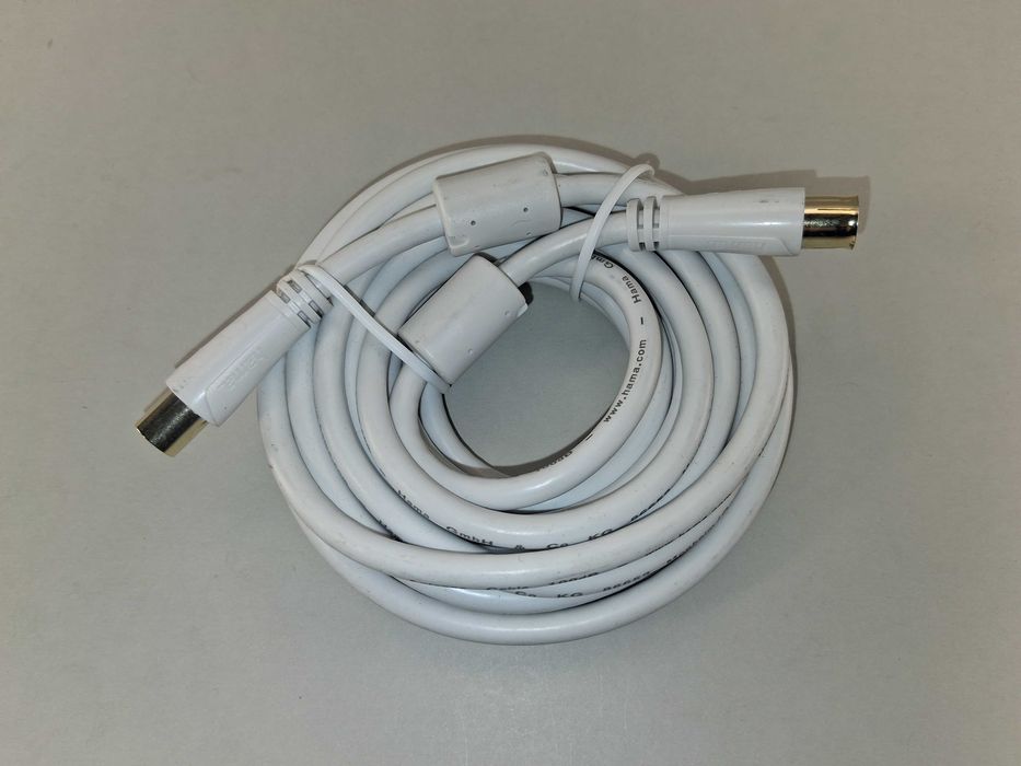 N030 Kabel Antenowy HAMA Coaxial 100 dB Biały Przewód Antena TV Sat