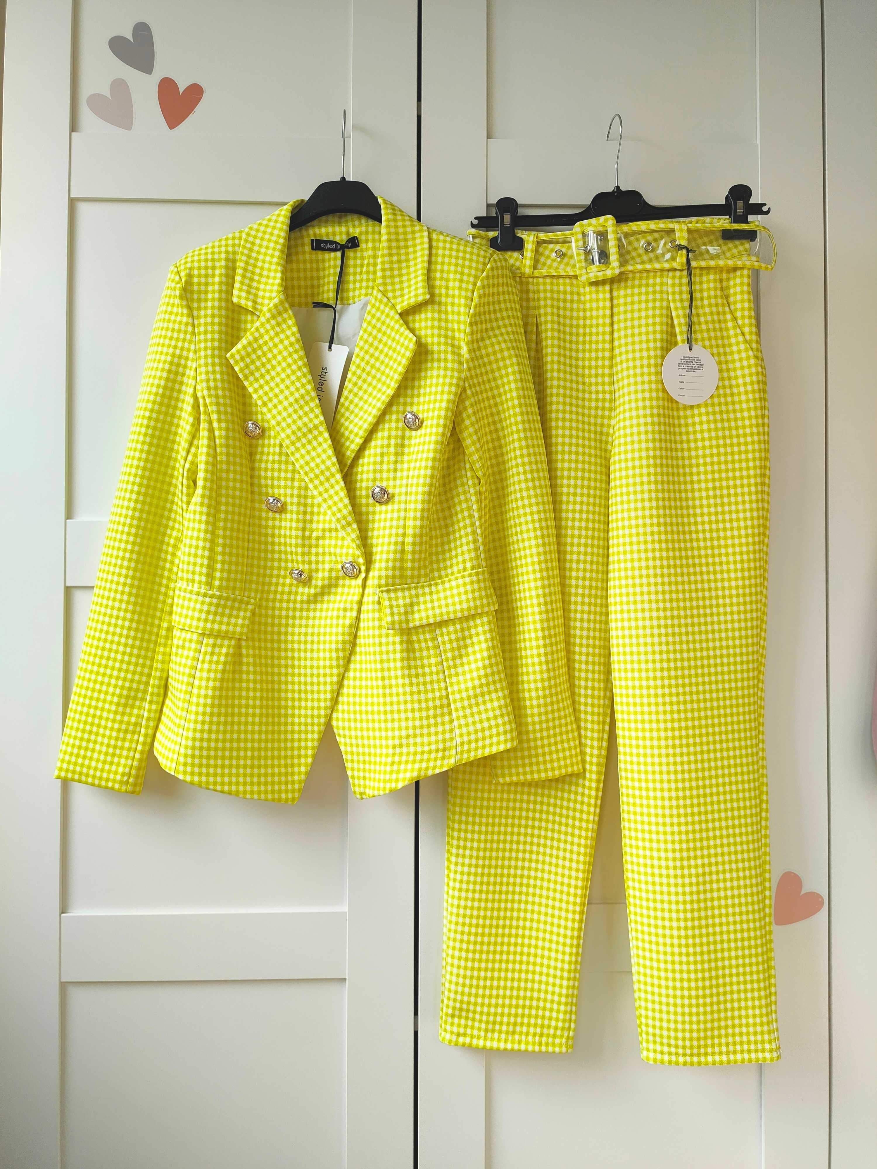 Elegancki garnitur marynarka + cygaretki cytryna limonka 38 M