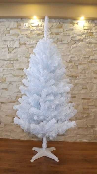 Choinka sztuczna biała gęsta mała choinka ze stojakiem 180 cm