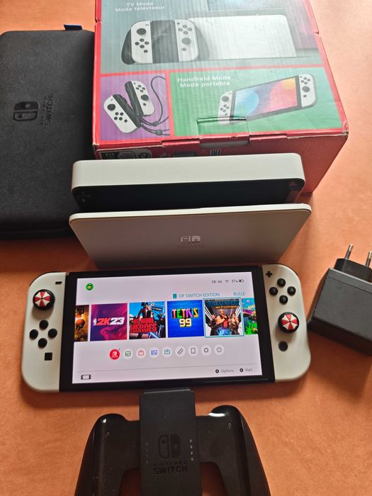 Nintendo Switch OLED + karta 256GB + Etui - Pełny Zestaw BDB