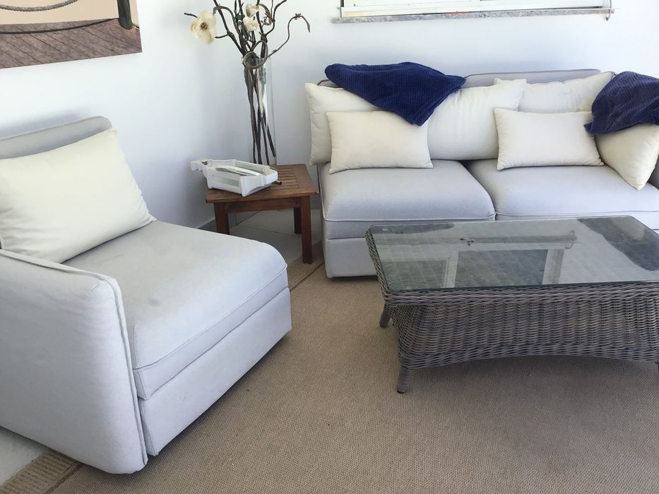 Ikea pale grey material sofa 3/4 seats