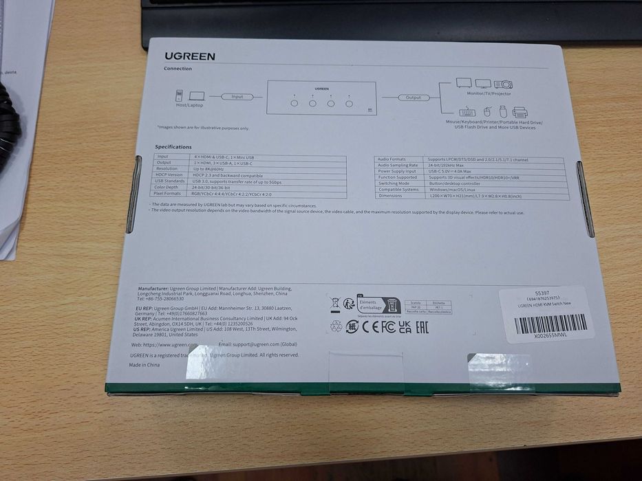 UGREEN HDMI 2.1 KVM Switch 4 In 1 out 8K60Hz USB 3.0