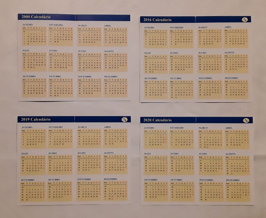 Calendários de bolso APBP vários anos