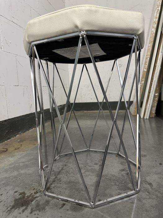 Taboret skorzany biały