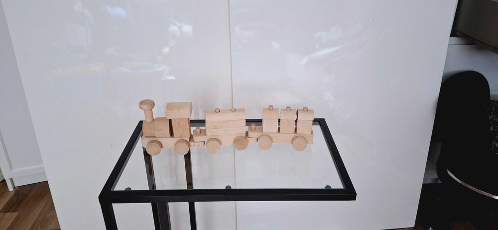 Drewniana kolejka pociąg drewniany składany rozkładany klocki drewnian