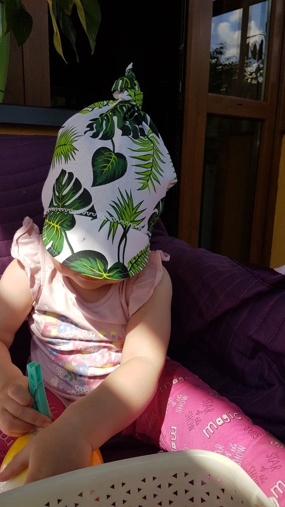 Chustka czapka bawełniana na lato regulowana od 5m do 4lat chłopiec